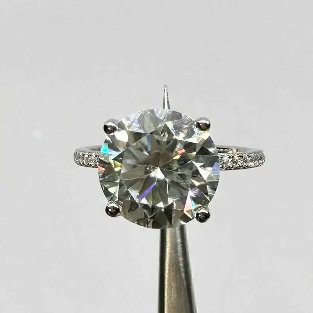 Moissanite Diamond Ring 3 Ct Engagement Wedding Round Cut Solitaire GRA Size 10